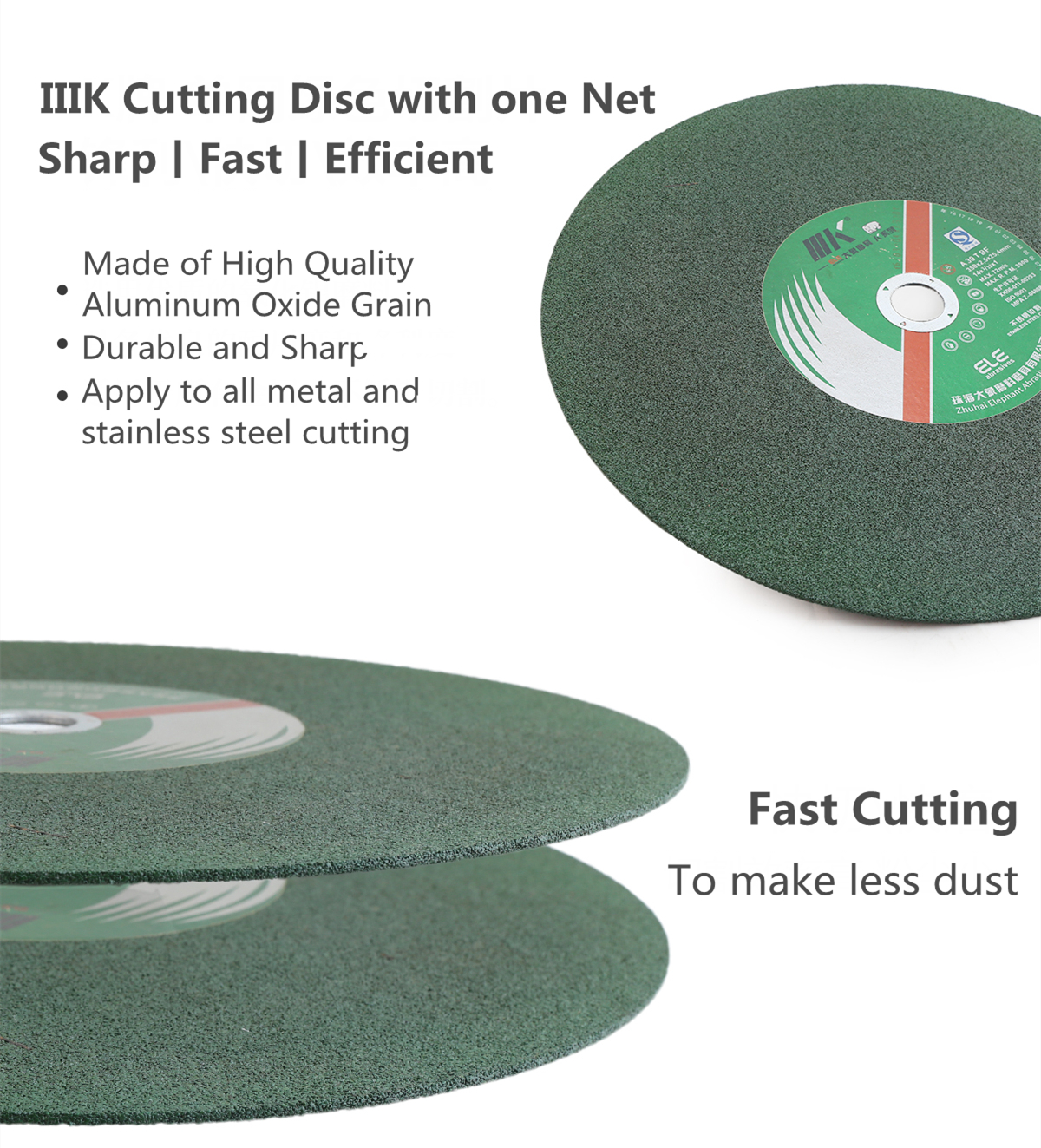 Close up of cutting disc surface showing abrasive grain texture