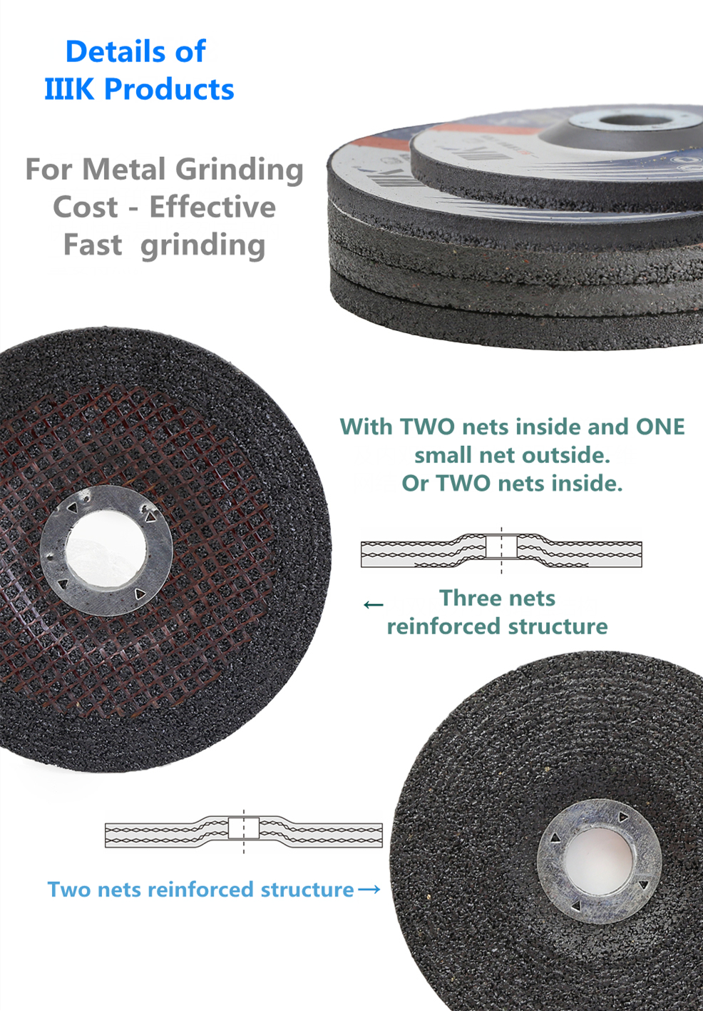 Close-up of internal reinforcement nets in grinding wheel