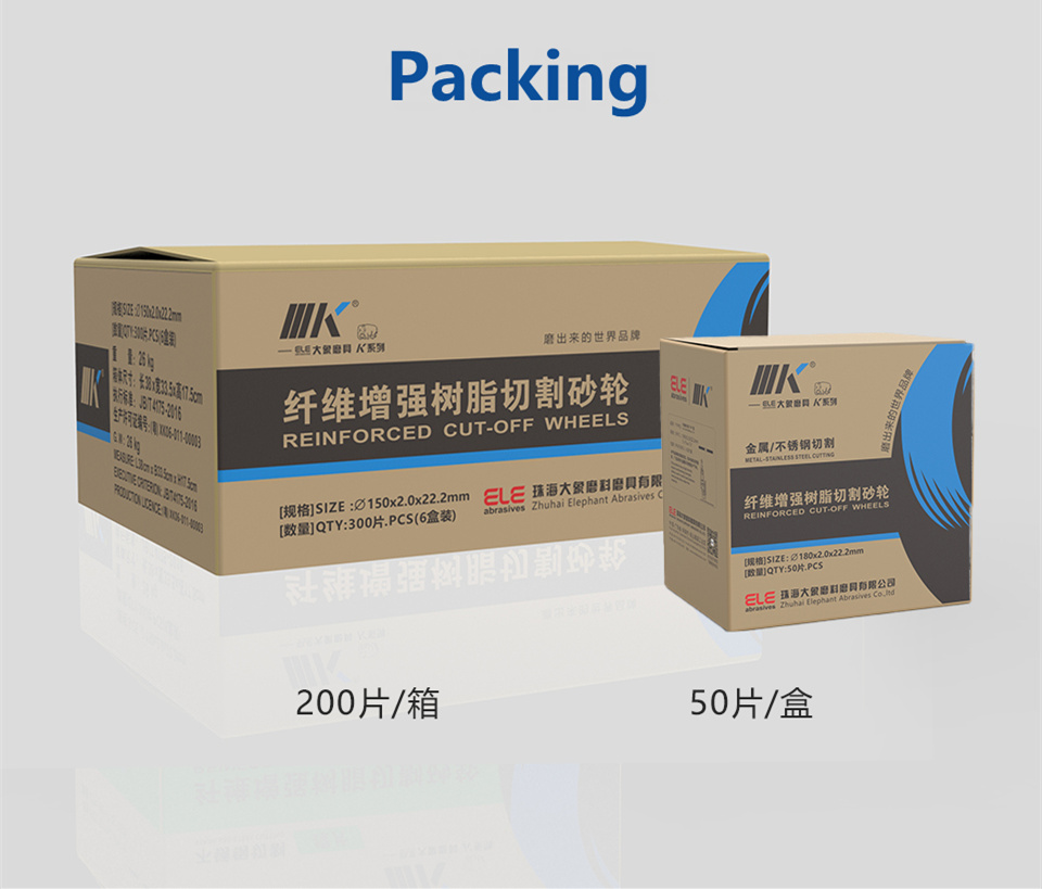 Packaging of cutting wheels in boxes