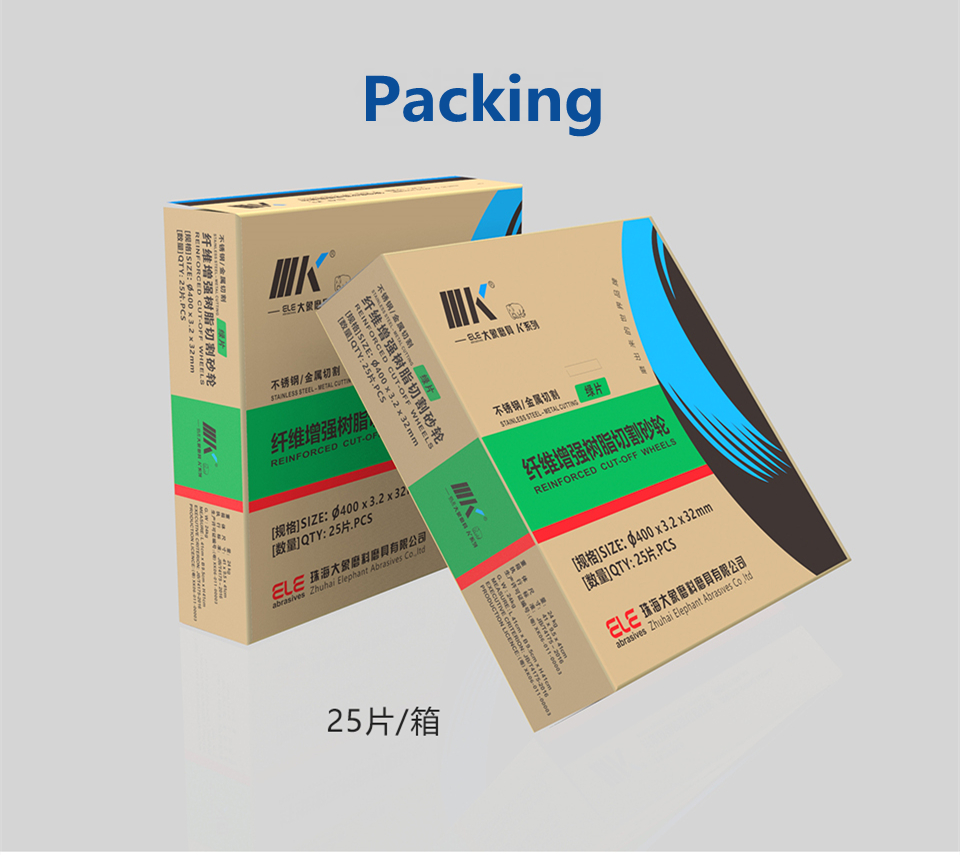 Boxed packaging for the 16-inch cutting discs