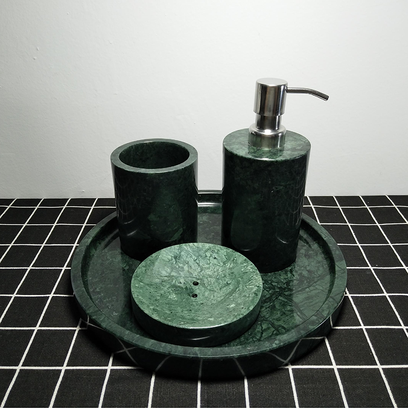 Green Marble Bathroom Accessory Set