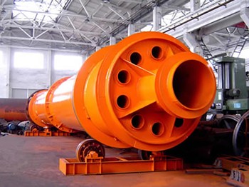 Industrial rotary dryer showing the drum and support rollers