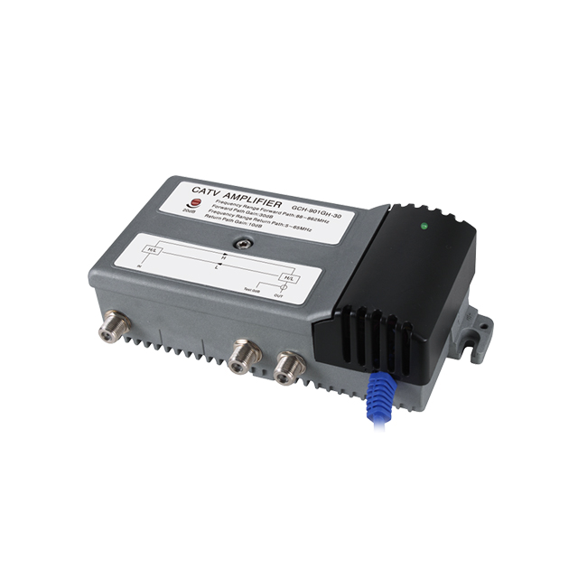 Indoor CATV Signal Amplifier unit showing front panel and LED indicator