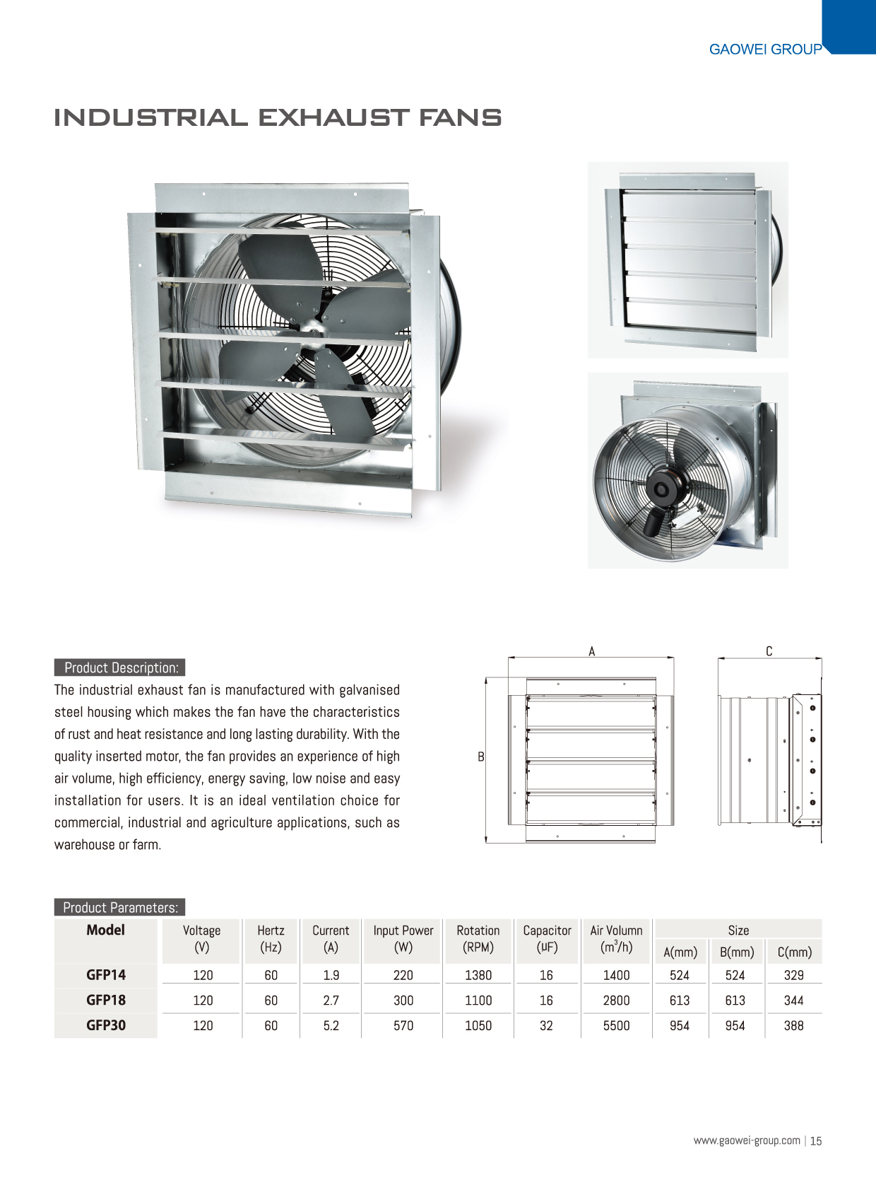 Industrial Ventilation Exhaust Fan