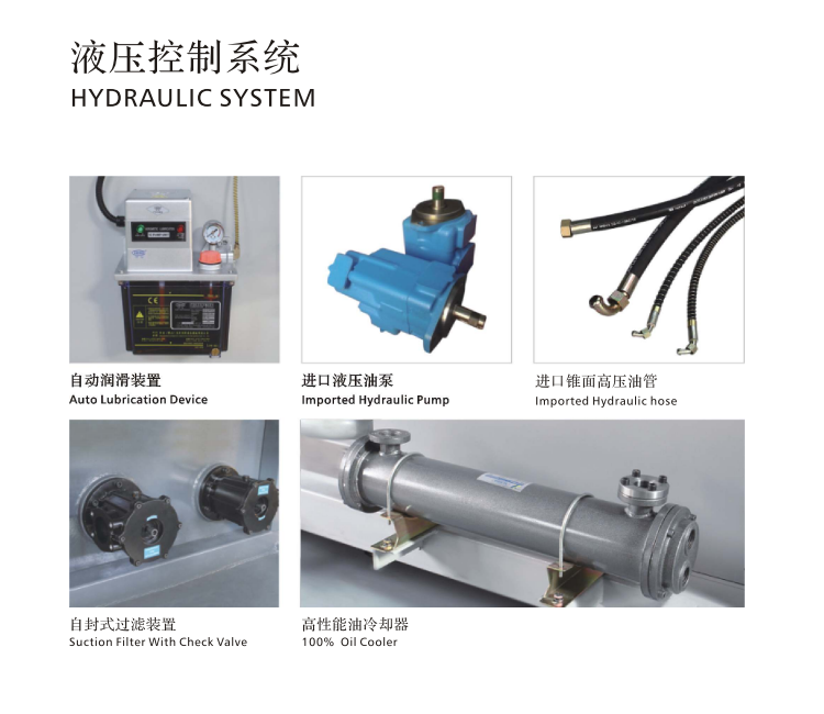 Diagram of the hydraulic system components including pump, filter, and cooling unit.