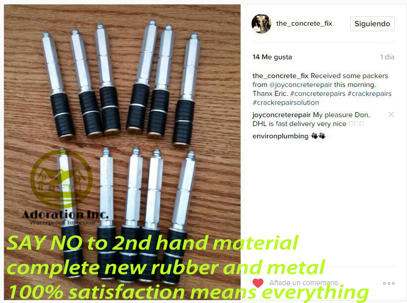 Injection packers used for concrete crack repair