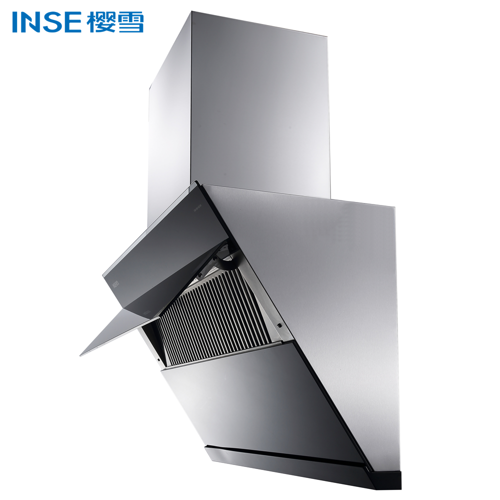INSE 2022 new modern hard black crystal tempered glass panel range hood CXW-268-H1813 - Image 3