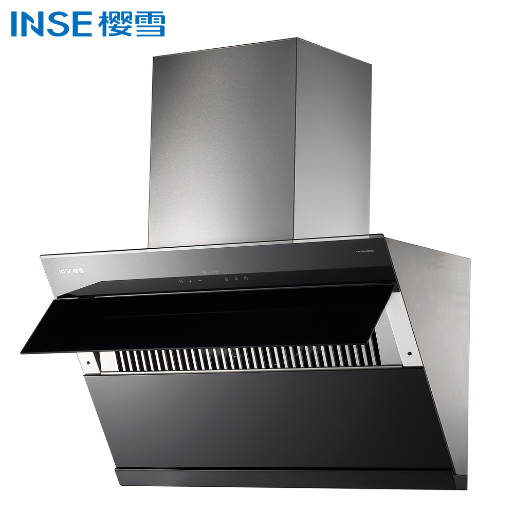 Black Crystal Tempered Glass Range Hood