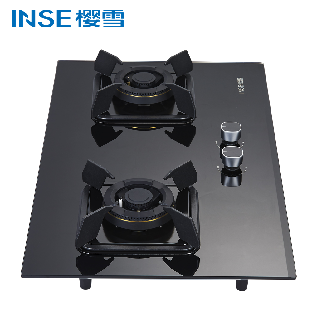 Two-Burner Built-In Gas Cooktop with Tempered Glass Surface