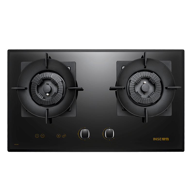 Two-Burner AI Gas Stove with Glass Cooktop