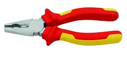 Insulated linesman pliers showing handle and cutting edge detail