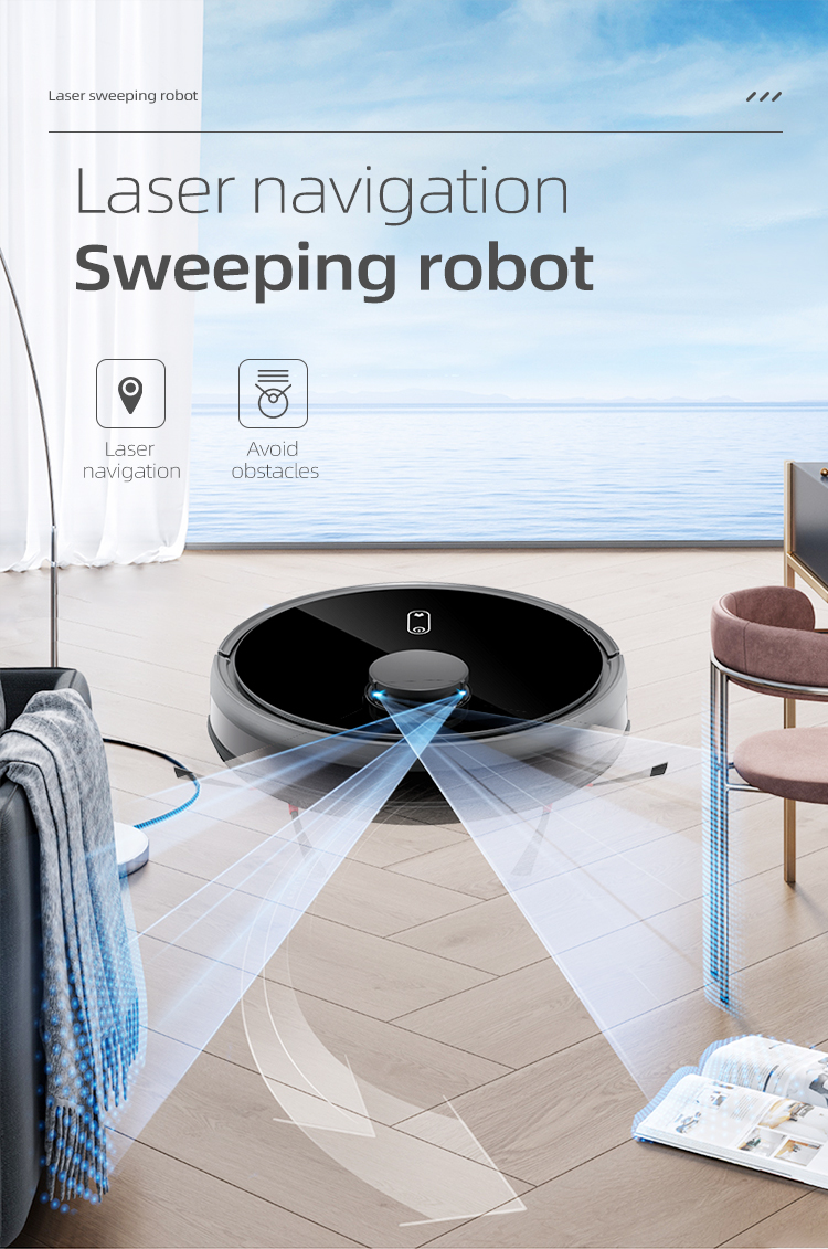 Robot vacuum cleaner navigating an obstacle