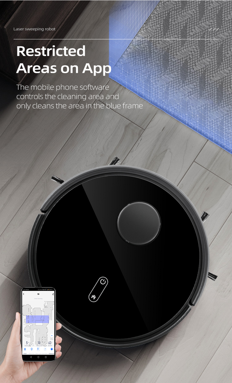 App interface showing restricted cleaning zones