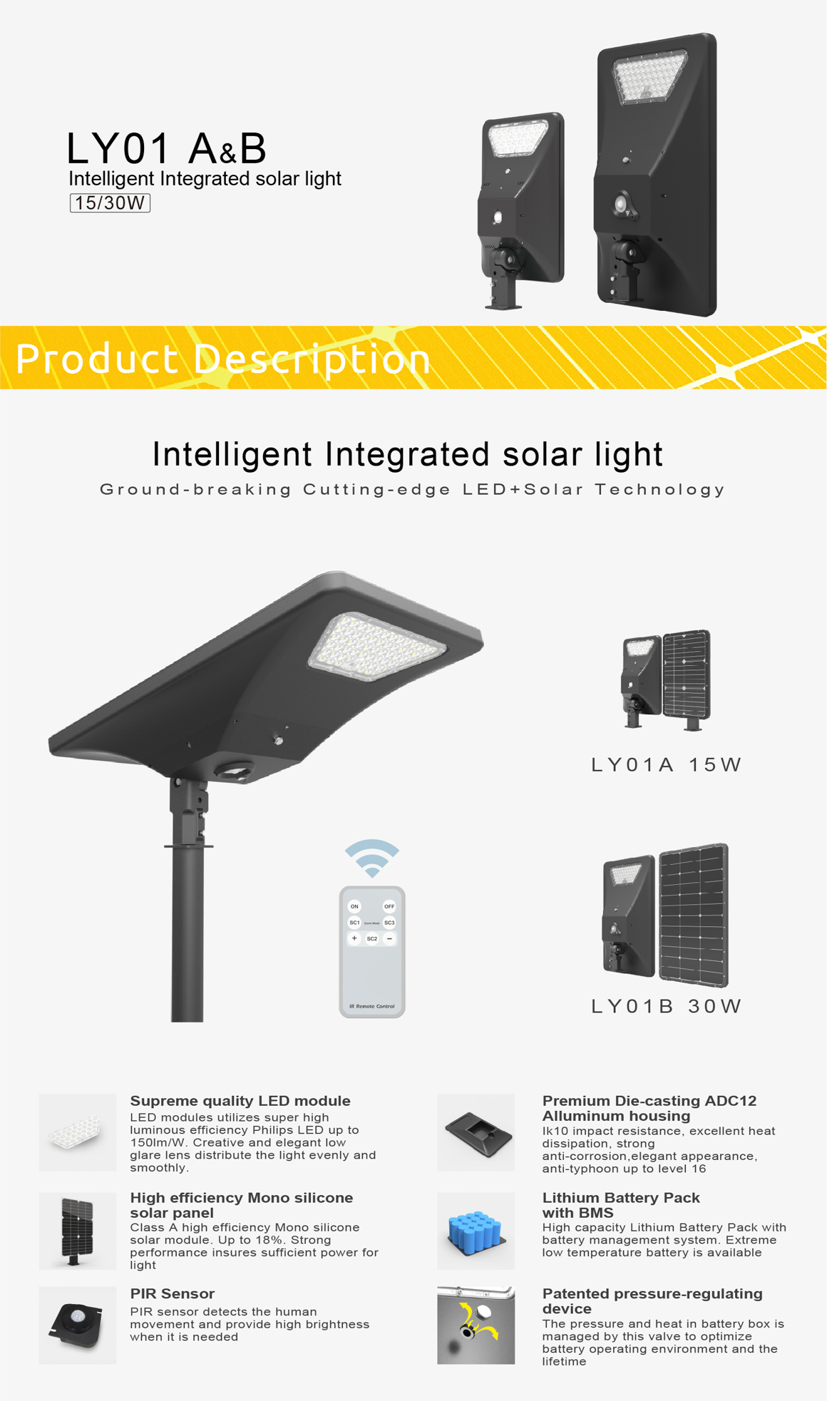 Product overview showing LY01A and LY01B models