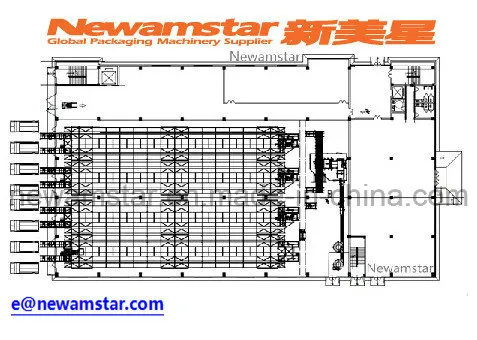 Layout plan of an intelligent warehouse showing racking systems and logistics flow