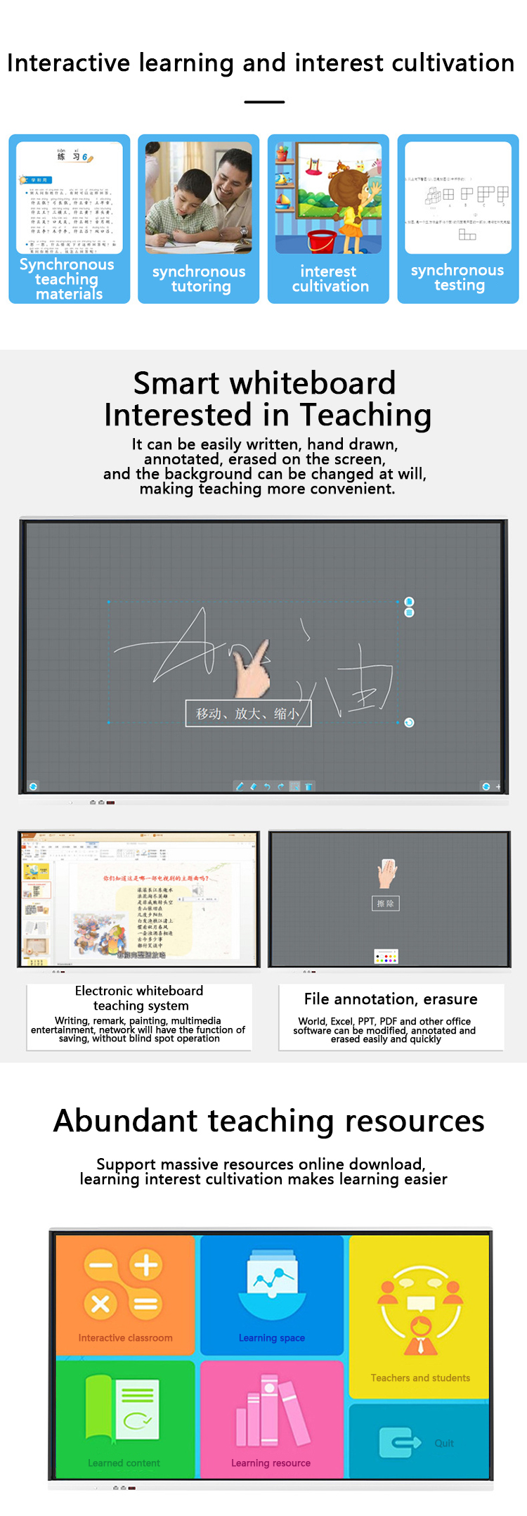 Smart whiteboard interface showing annotation and teaching tools