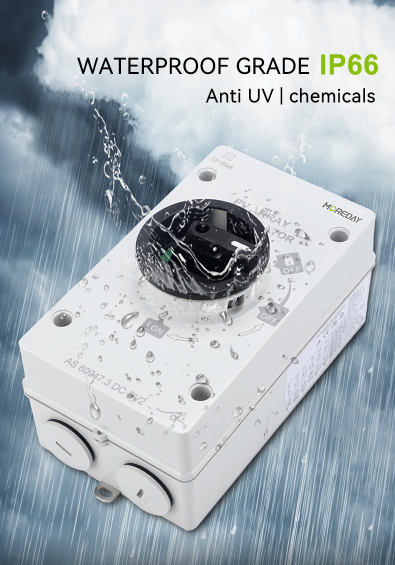 Close up of isolator switch showing weatherproofing details