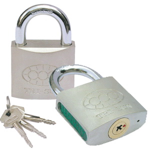 Iron Padlock with Brass Cylinder and Cross Key