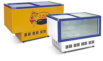 Commercial Island Freezer with Sliding Glass Lids