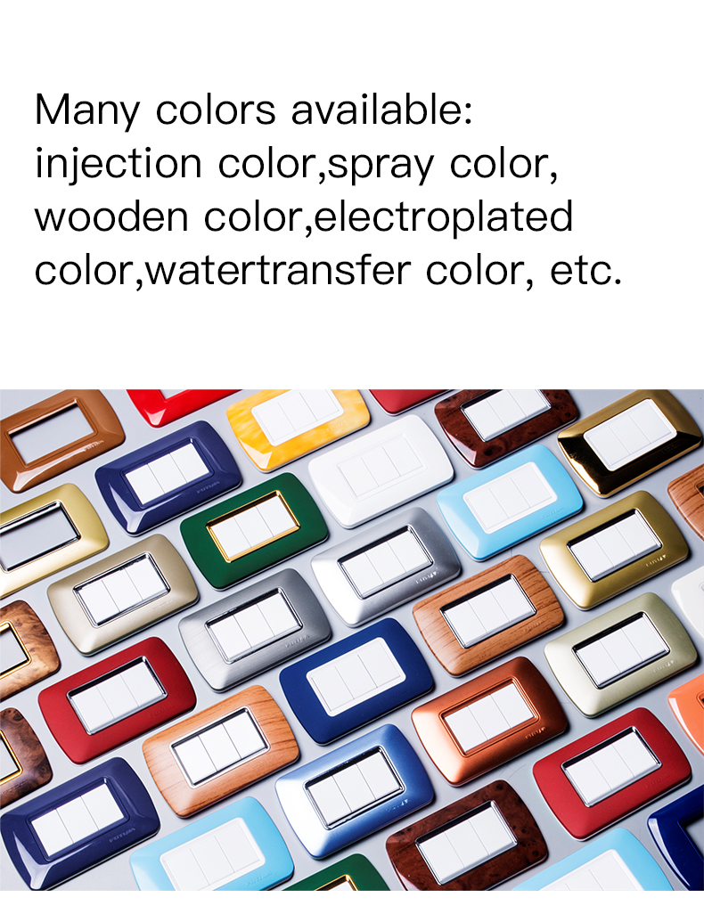 Variety of color finishes for wall sockets