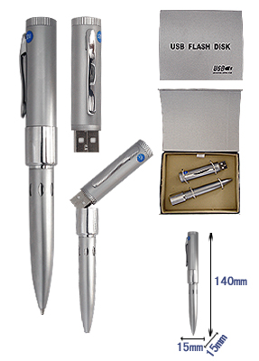 Pen-Shaped USB Flash Drive with Ballpoint Pen