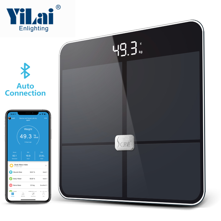 ITO glass 180 kg Bodyfat bmi body weight bathroom samrt bluetooth scale - Image 3