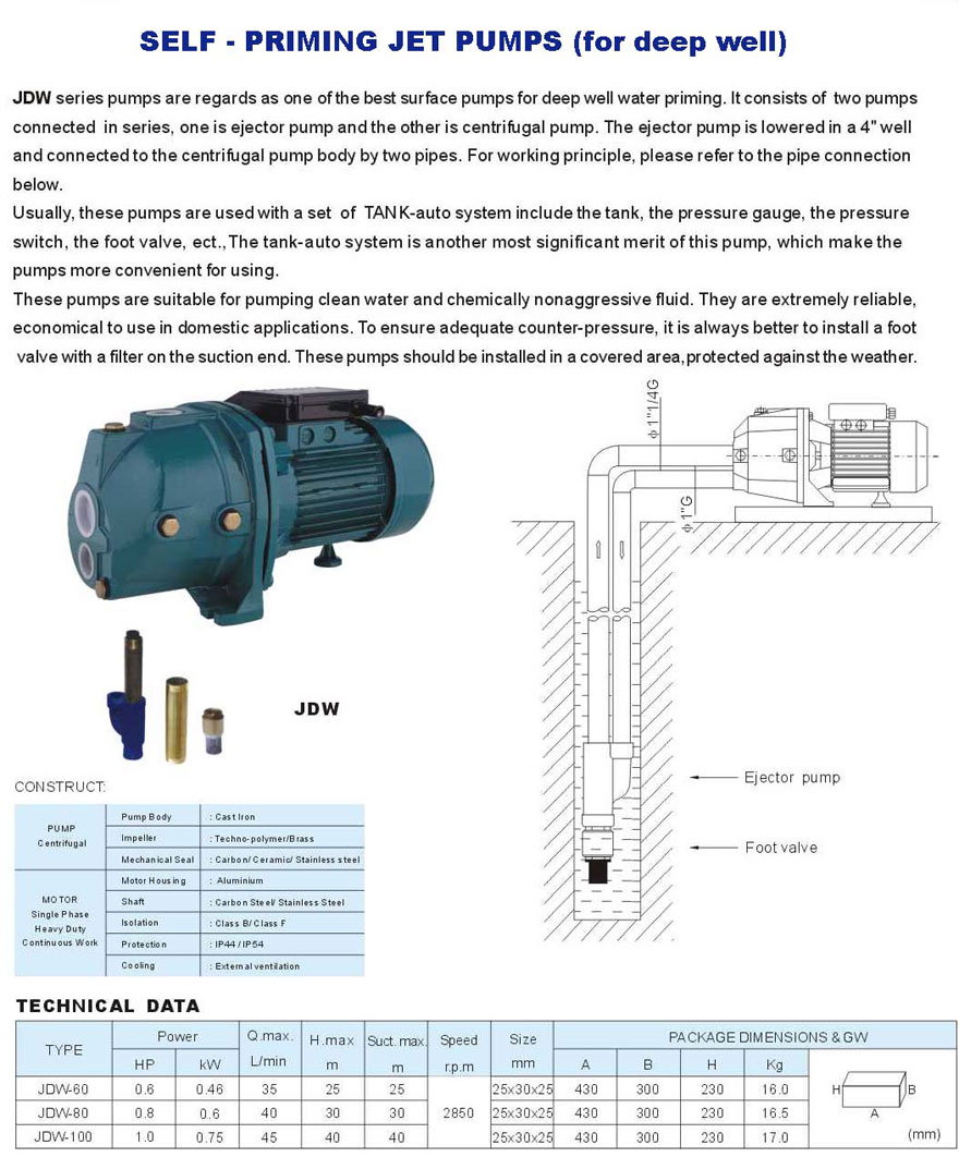 Deep Well Water Priming Centrifugal Pump