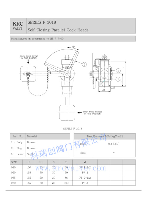 JIS MARINE SELF CLOSING GATE VALVE HEADS FOR SHORT SOUNDING PIPE F3019 - Image 2