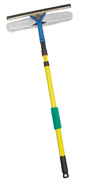 Extendable Window Cleaning Tool with Squeegee and Scrubber