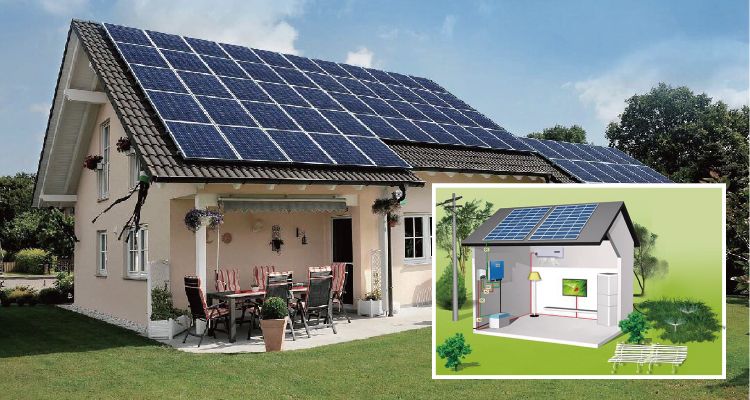Diagram of residential solar off-grid system components