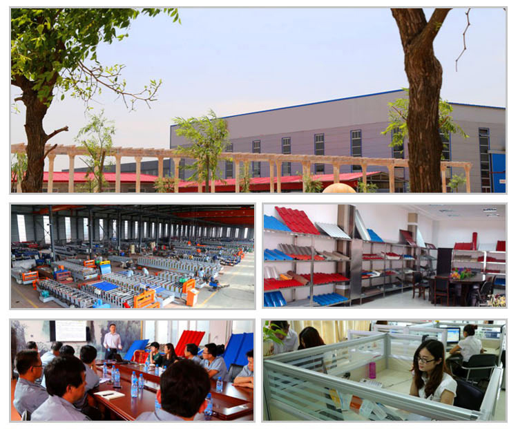 Join-hidden steel roof panel forming machine in operational setting