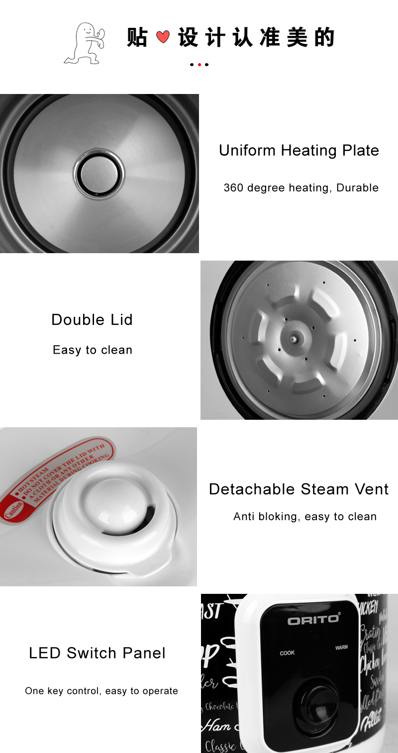 Diagram of the rice cooker components including LED panel and heating plate