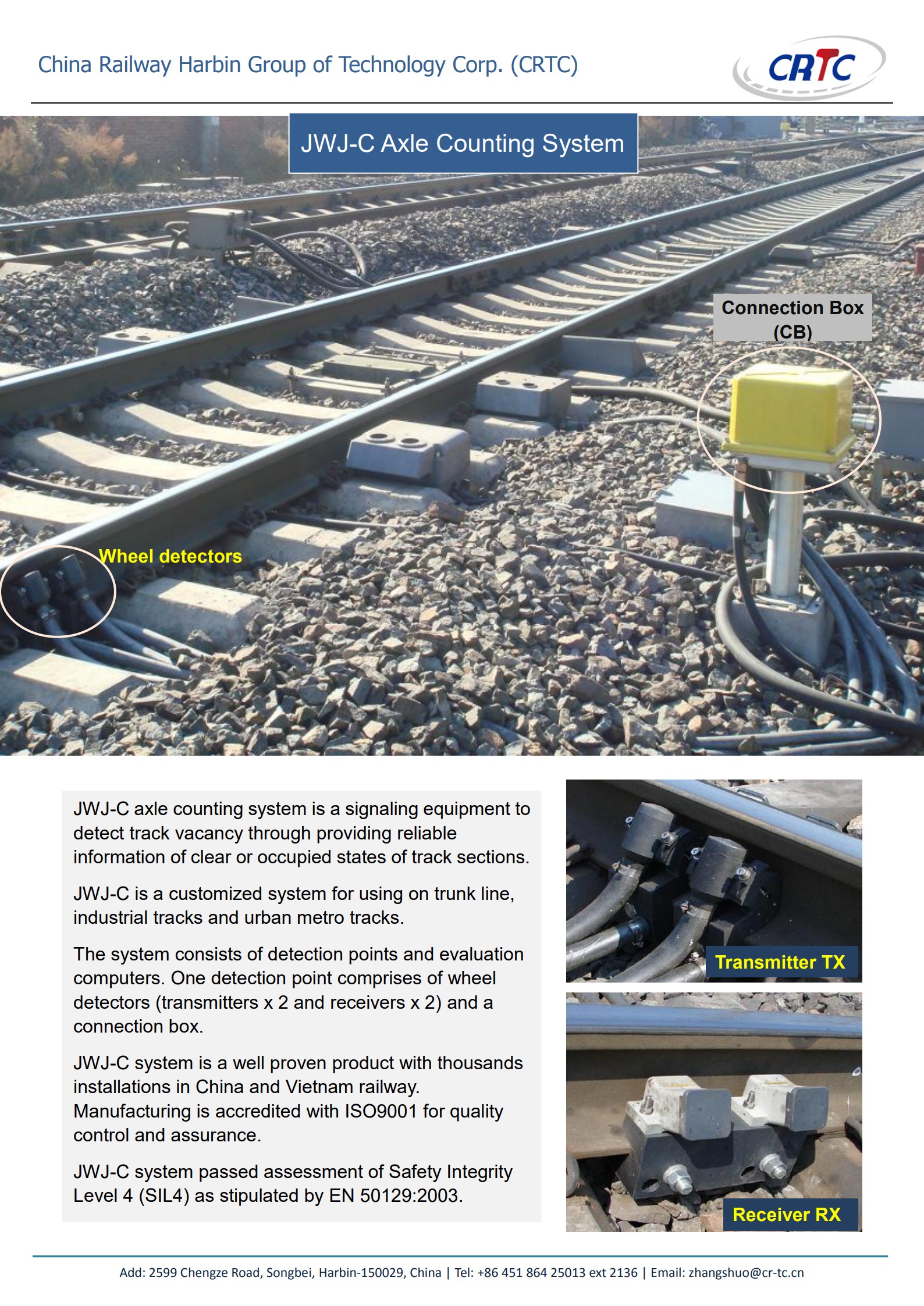 Diagram showing the detection point components including wheel detectors and connection box.