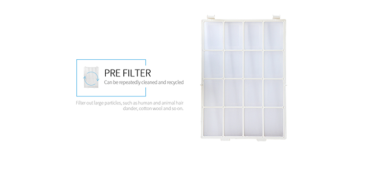 Close up of washable pre-filter