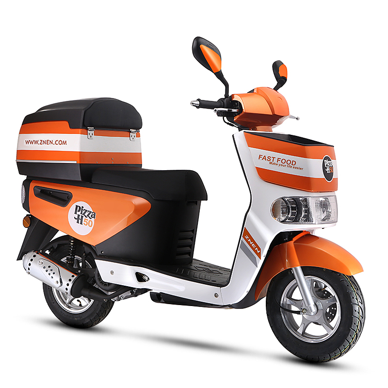 Side profile of delivery scooter