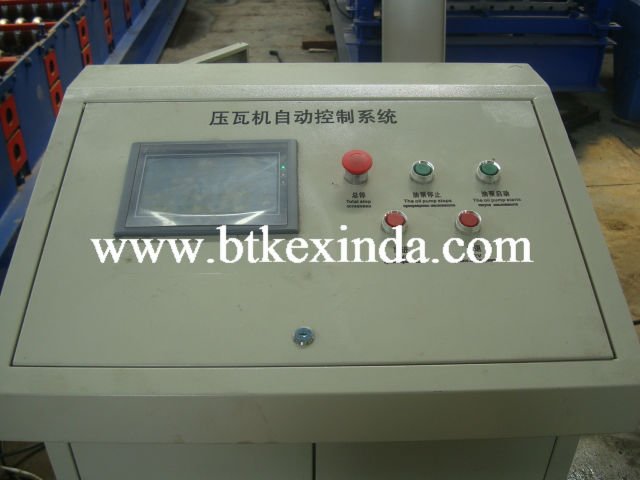 Industrial control panel with display and emergency stop