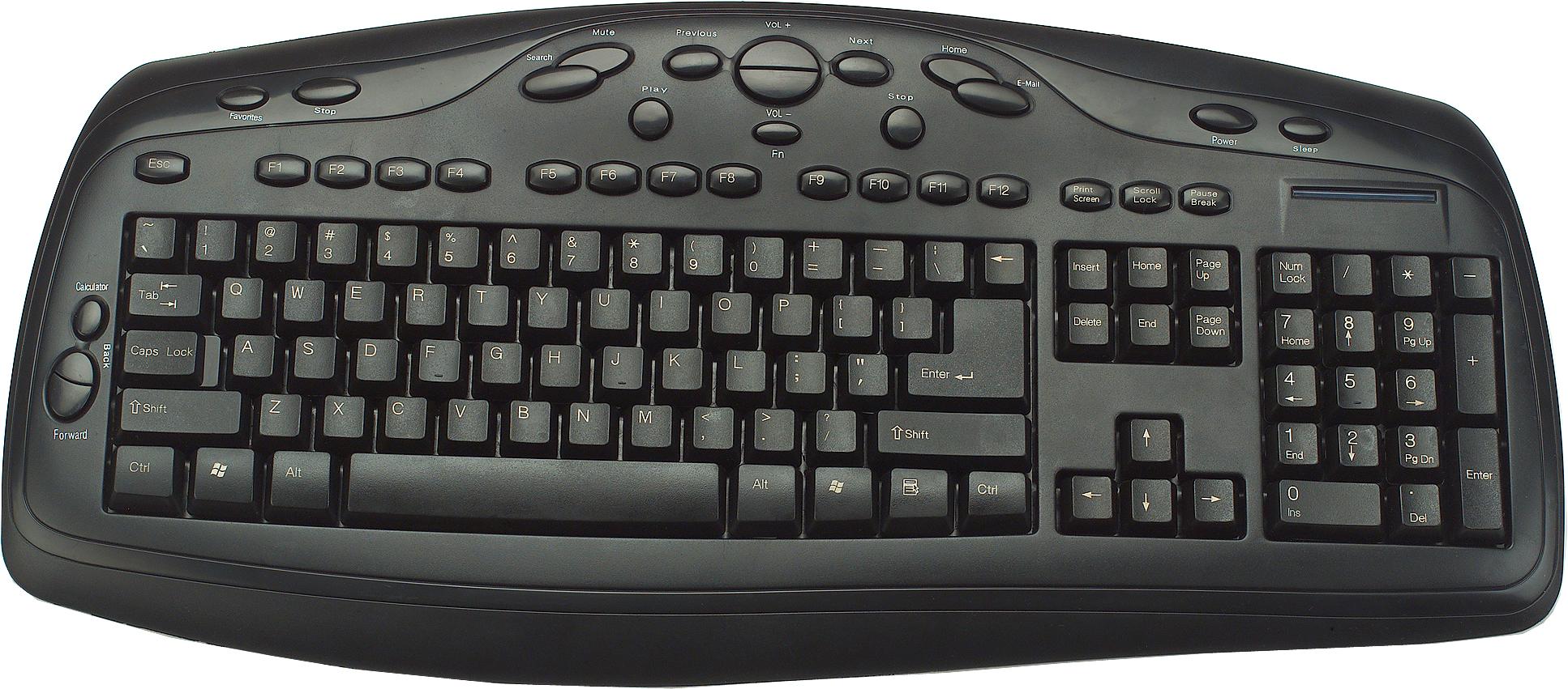 Ergonomic Computer Keyboard with Multimedia Keys