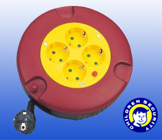 Retractable Power Cord Reel with Four Outlets