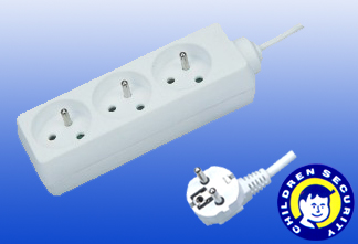 European Standard 3-Outlet Power Strip with Child Safety