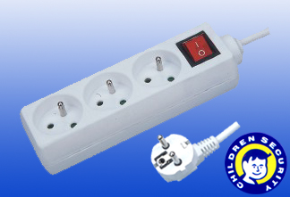 Three-Outlet Power Strip with European Plug