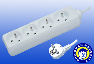 Four-Outlet Power Strip with Child Safety Plugs