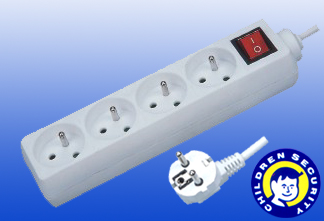 Four-Outlet European Standard Power Strip with Safety Features