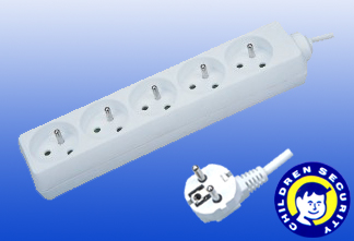 Five-Outlet Power Strip with European Plug