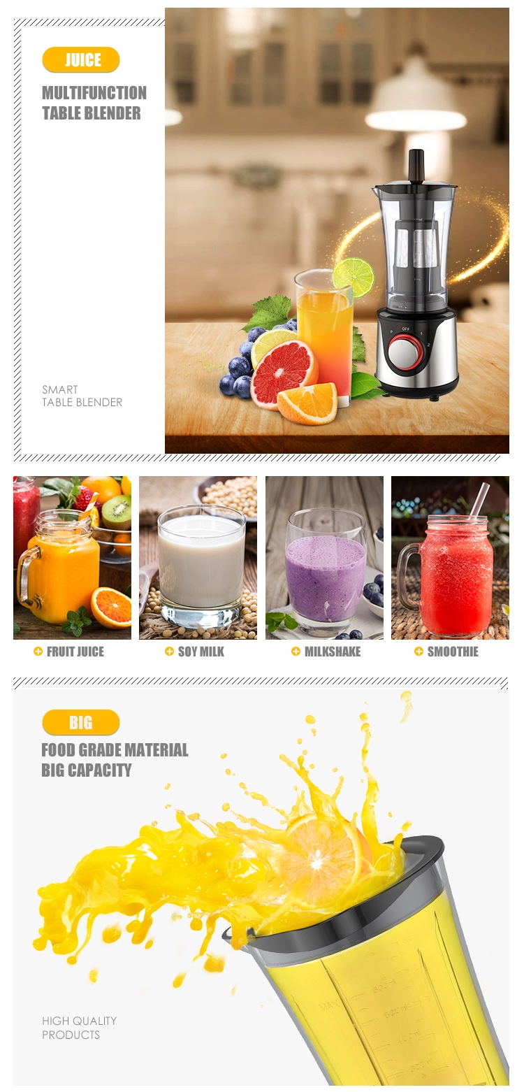 Multifunction table blender showing beverage examples like smoothie and juice