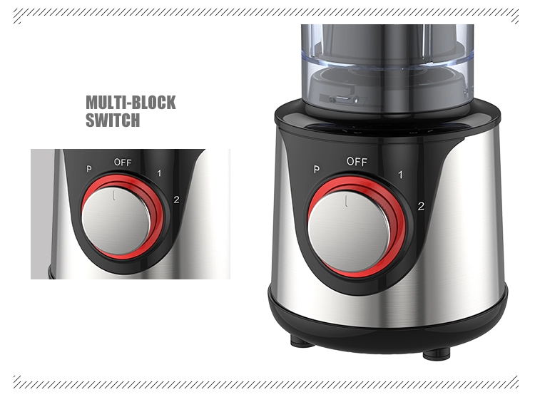 Close up of the blender control switch with P, 1, and 2 settings