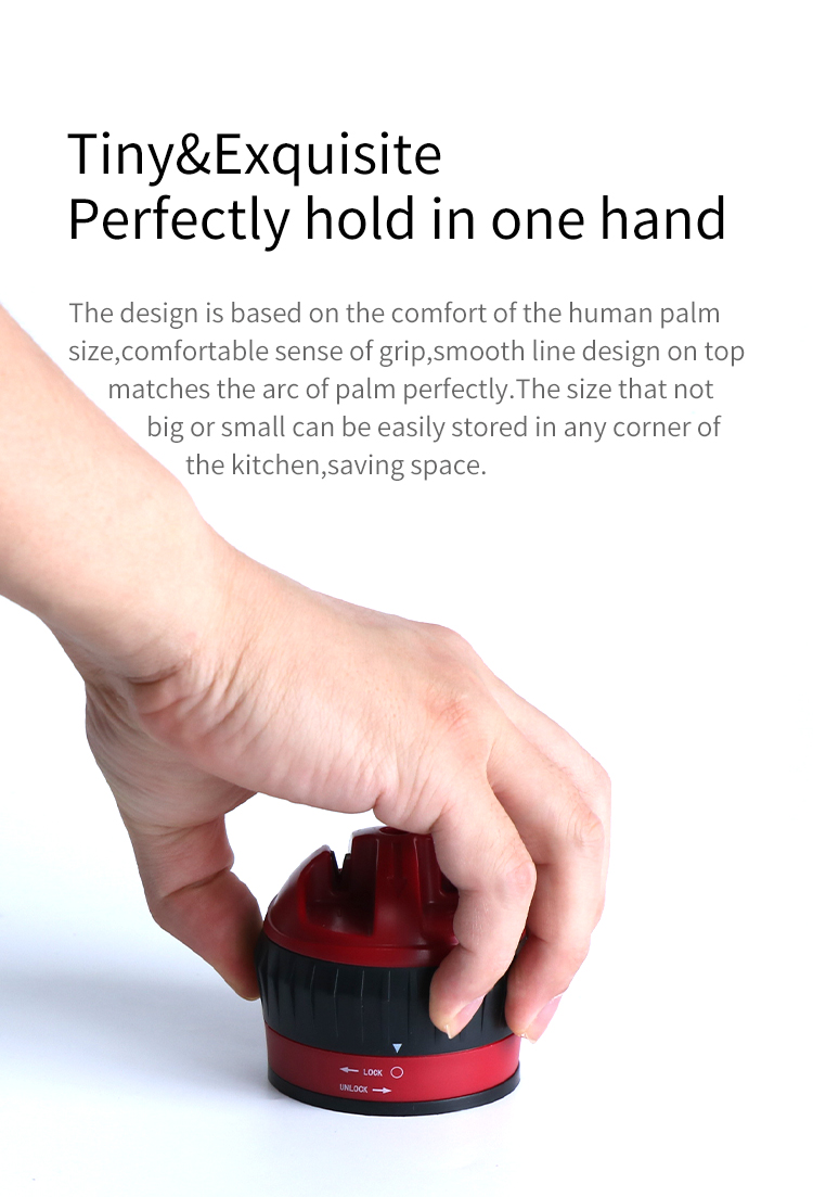 Ergonomic handheld view of the knife sharpener