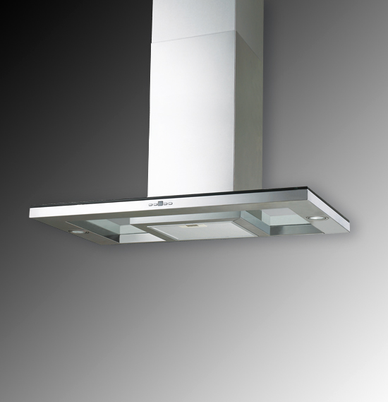 Stainless Steel Kitchen Range Hood with Glass Perimeter