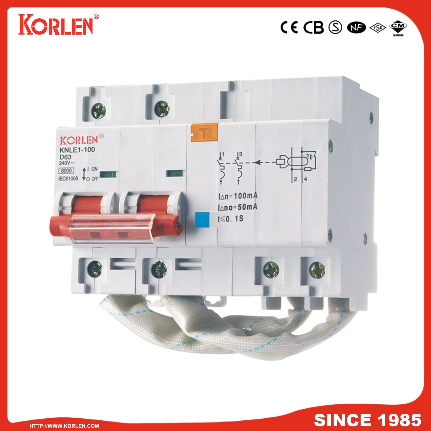 KNLE1-100 Leakage Circuit Breaker - Image 3