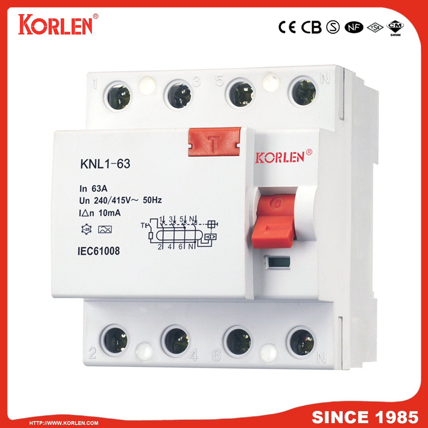 Residual Current Circuit Breaker 16A/25A/63A