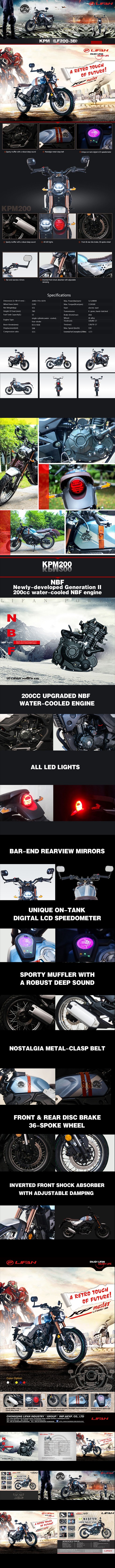 Detailed view of the 200cc street motorcycle highlighting technical features like the engine, suspension, and lighting.